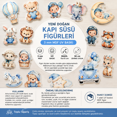 Yeni Doğan Kapı Süsü Figürleri – 3 mm MDF UV Baskı